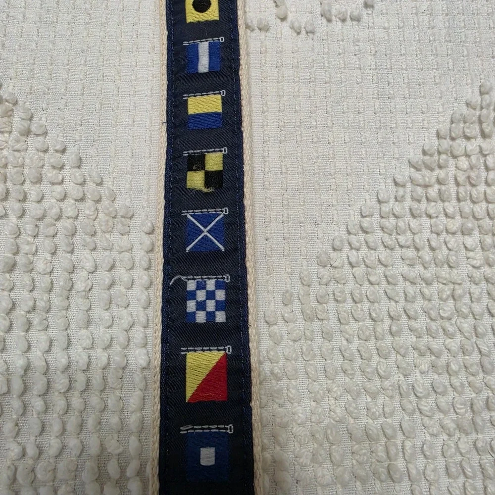 Mens Leather Canvas Sailing Nautical Signal Flags Belt Preppy Size 40